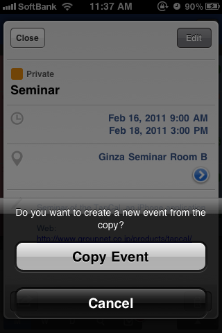 copy events